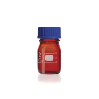 Laboratory bottle, Duran, 500 ml, amber glass, GL45, with screw cap and pouring ring