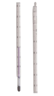 Glass thermometer, red filling, -10 - 50°C : 1°C
