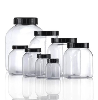 Sample container, square, clear, PVC, no lid,500ml
