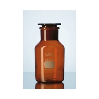 Reagent bottle, wide, glass stopper, amber, 250 ml