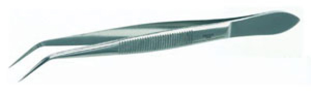 Forcep, curved, sharp, 105 mm