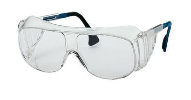 Safety glasses, uvex 9161 OTG, clear lens, blue/ black