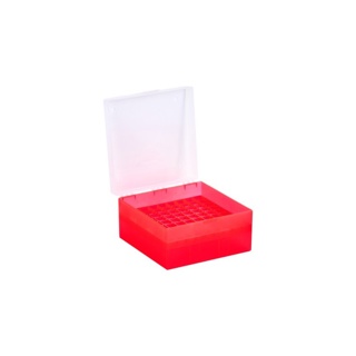Cryobox, Ratiolab, 133 x 133 x 52 mm, PP, 9 x 9, 1,2/2,0 ml cryotube, red