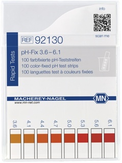 pH indicator paper, Macherey-Nagel pH-Fix, strips, pH 3,6 - 6,1, 100 pcs