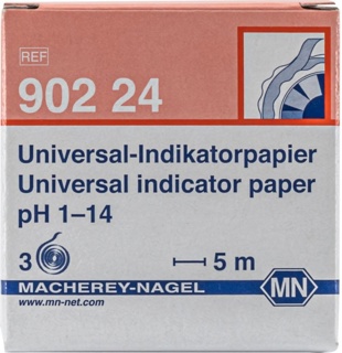 pH indicator paper, Macherey-Nagel Universal, refill, pH 1 - 14, 3 rolls of 5 m