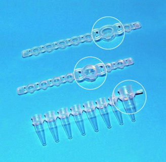 Strips 8 PCR tubes w.cap strips,domed