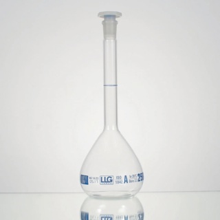 Volumetric flask, LLG, cl. A, NS19, PE stopper, 500 mL, 2 pcs