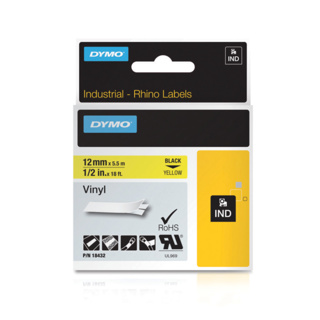 DYMO® Original IND-Tape for Rhino, 12mm x 5,5m, coloured Vinyl, black on yellow