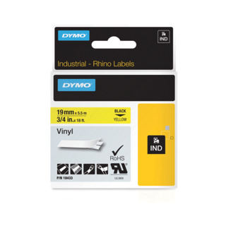 DYMO® Original IND-Tape for Rhino, 19mm x 5,5m, coloured Vinyl, black on yellow