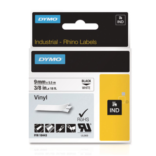 DYMO® Original IND-Tape for Rhino, 9mm x 5,5m, coloured Vinyl, black on white