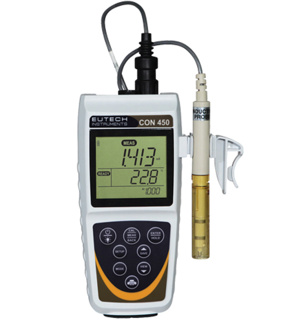 Conductivity meter, Eutech CON 450 Kit, w. electrode and accessories