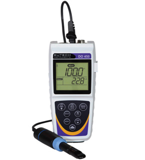 Dissolved oxygen meter DO, Eutech DO 450 Kit, w. optical sensor and accessories