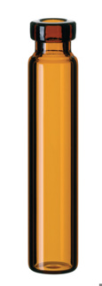 Microvials w. crimp neck, LLG, N 8 crimp, 1,2 mL, flat bottom, amber