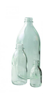 Narrow neck bottles, clear glass 100 ml, DIN 22