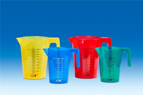 PP measuring jars 1000 ml colored, set of 4
