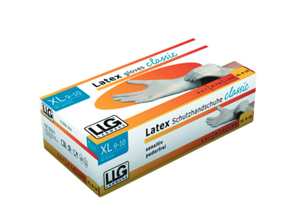 Latex gloves, LLG Classic, size S, hvid