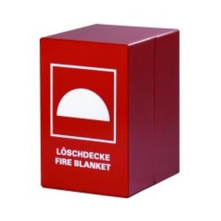 Fire blanket container, Jutec, steel, red, 400x200x300 mm
