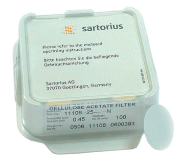 Membrane filter, Sartorius, CA, Ø25 mm, 0,45 µm, 100 pcs