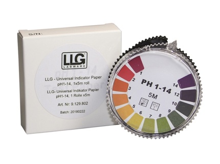 pH indicator paper, LLG Universal, pH 1 - 14, 5 m