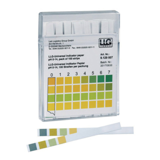 pH indicator paper, LLG Universal, strips, pH 0 - 14, 100 pcs