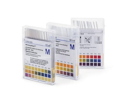 pH indicator paper, Merck MQuant, strips, pH 7,5 - 14, 100 pcs