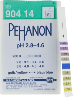 pH indicator paper, Macherey-Nagel PEHANON, strips, pH 2,8 - 4,6, 200 pcs
