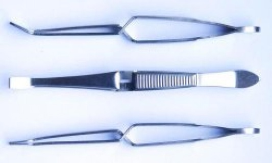 LLG forceps for cover slips, curved, 105 mm