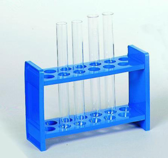 Test tube racks, blue plastic, autoclavable and u