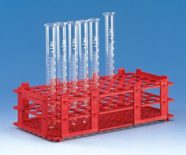 Test tube rack, 55 (5 x 11) rør Ø16 mm, red