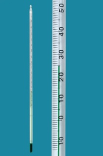 Glass thermometer, green filling, -10 - 250°C : 2°C