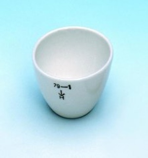 Crucibles, porcelain, low form , glazed, Capacity