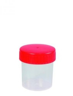 Sample container, PP, red cap, Ø43 mm, 30 ml