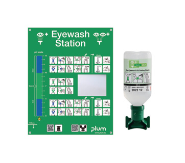 Eye wash station with 1 bottle 0,9% NaCl, B-Safety, sterile, 500 ml