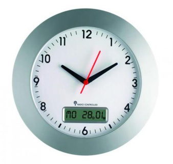 Wireless wall clock with date ø 300 x 47,5 mm wit