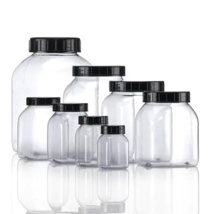 Sample container, square, clear, PVC, no lid,100ml