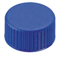 Screw cap, LLG, N 9 short thread, blue PP, rubber/PTFE 45 A