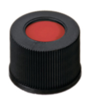 Screw cap, LLG, N 10, black PP w. hole, PTFE/silicone/PTFE 45 A