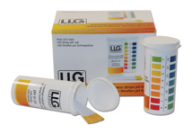 pH indicator paper, LLG Premium, strips, pH 0 - 14, PlopTop, 100 pcs