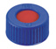 Screw cap, LLG, N 9 short thread, blue PP w. hole, PTFE/silicone/PTFE 45 A
