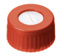 Screw cap, LLG, N 9 short thread, red PP w. hole, silicone/PTFE 55 A, slit