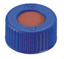 Screw cap, LLG, N 9 short thread, blue PP w. hole, rubber/PTFE 45 A