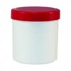 Sample container, white PP, red cap, Ø90mm, 625 ml