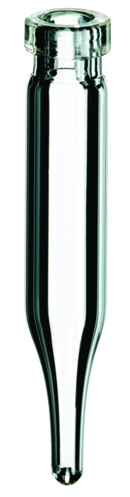 Microvials w. crimp neck, LLG, N 8 crimp, 0,6 mL, conical bottom, clear
