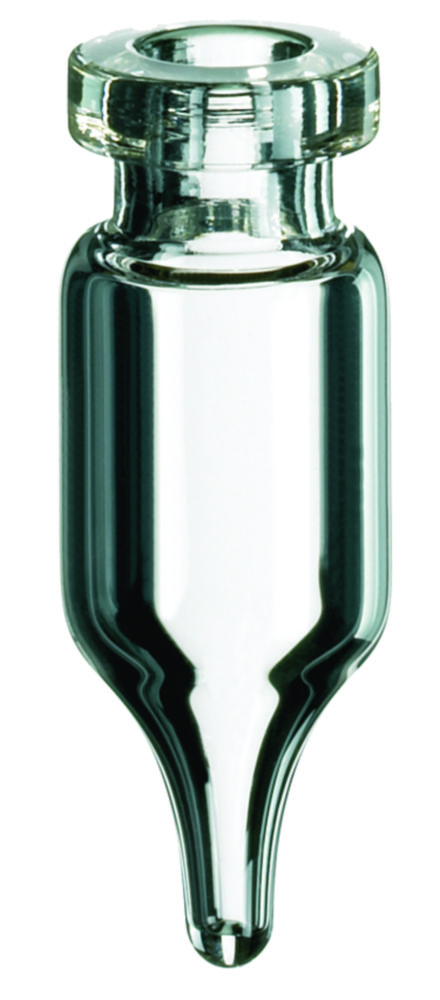 Microvials w. crimp neck, LLG, N 11 crimp, 1,1 mL, conical bottom, clear