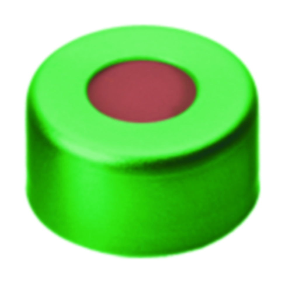 Crimp seals, LLG, N 11, alu w. hole, green, rubber/butyl/PTFE 45 A