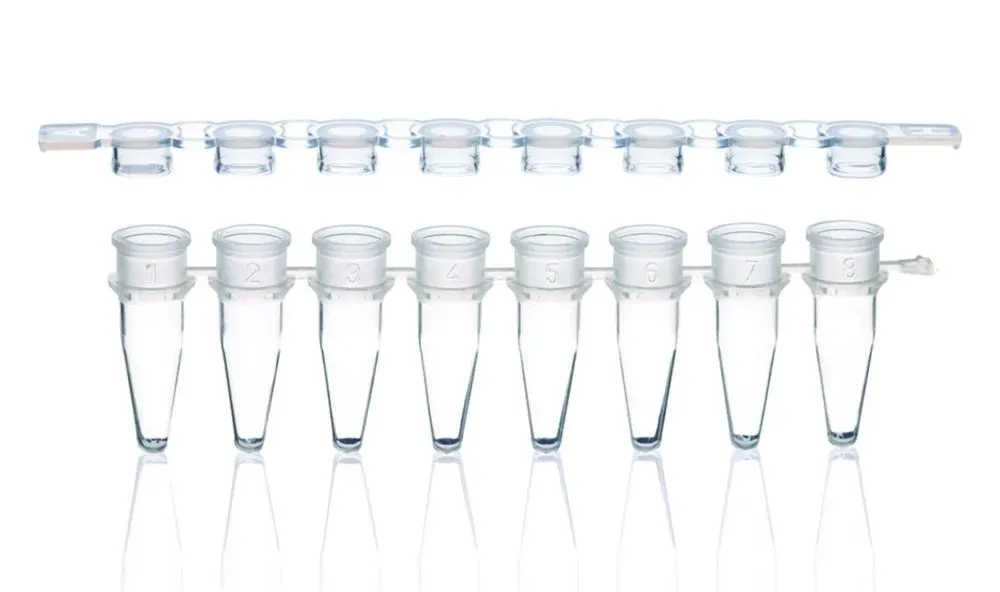 Strips 8 PCR tubes w.cap strips,flat