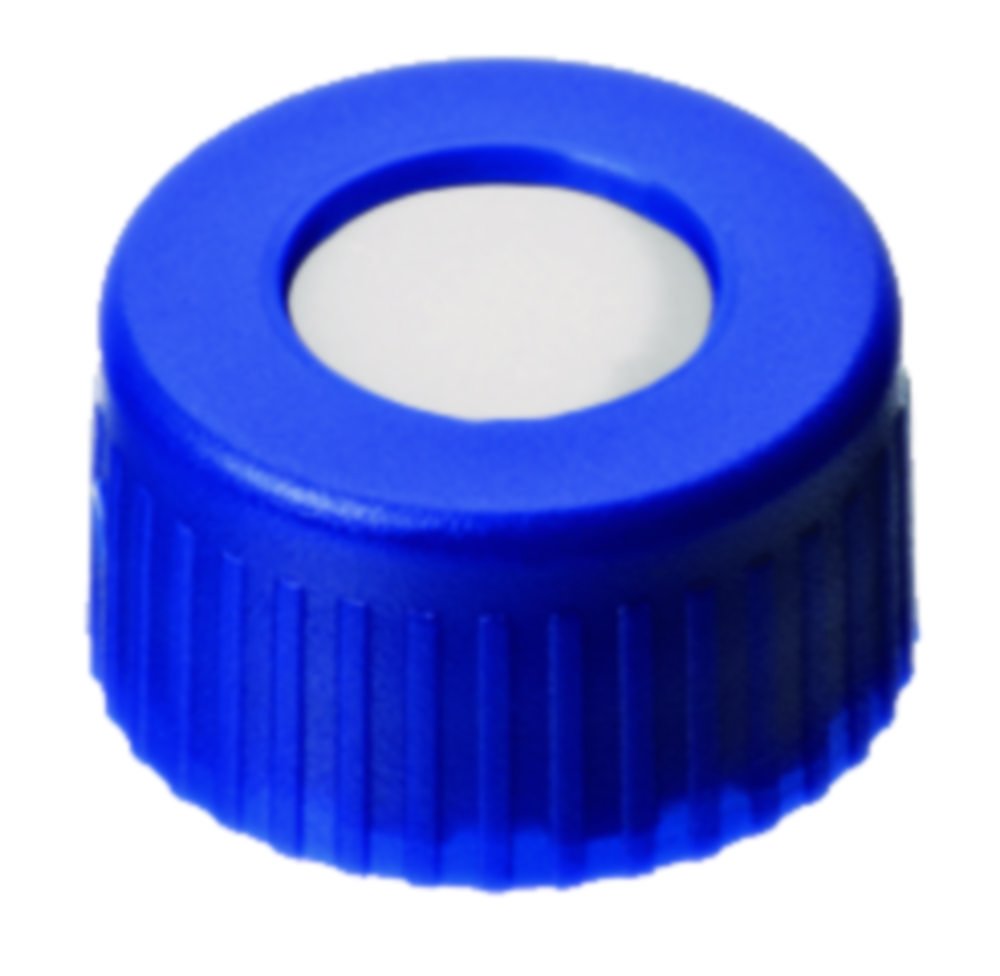 [4008214] Screw cap, LLG, N 9 short thread, blue PP w. hole, silicone/PTFE 45 A, UltraBond