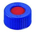 [4008218] Screw cap, LLG, N 9 short thread, blue PP w. hole, PTFE/silicone/PTFE 45 A