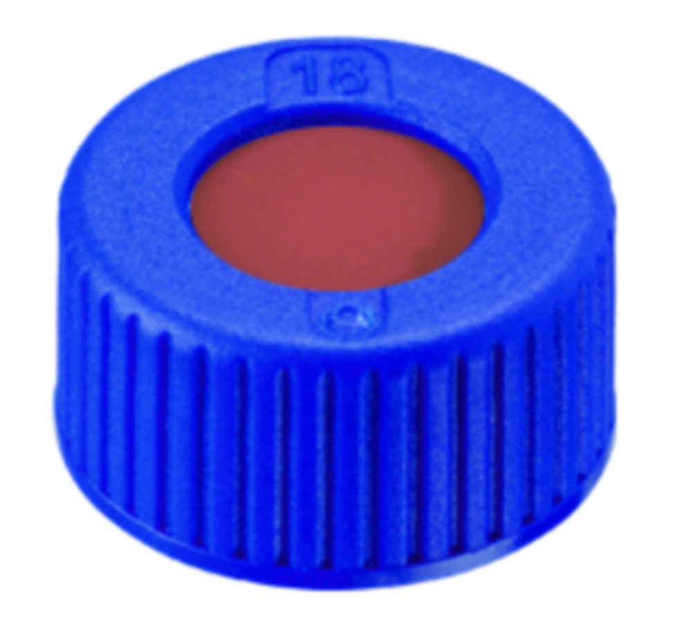 [4008228] Screw cap, LLG, N 9 short thread, blue PP w. hole, rubber/PTFE 45 A