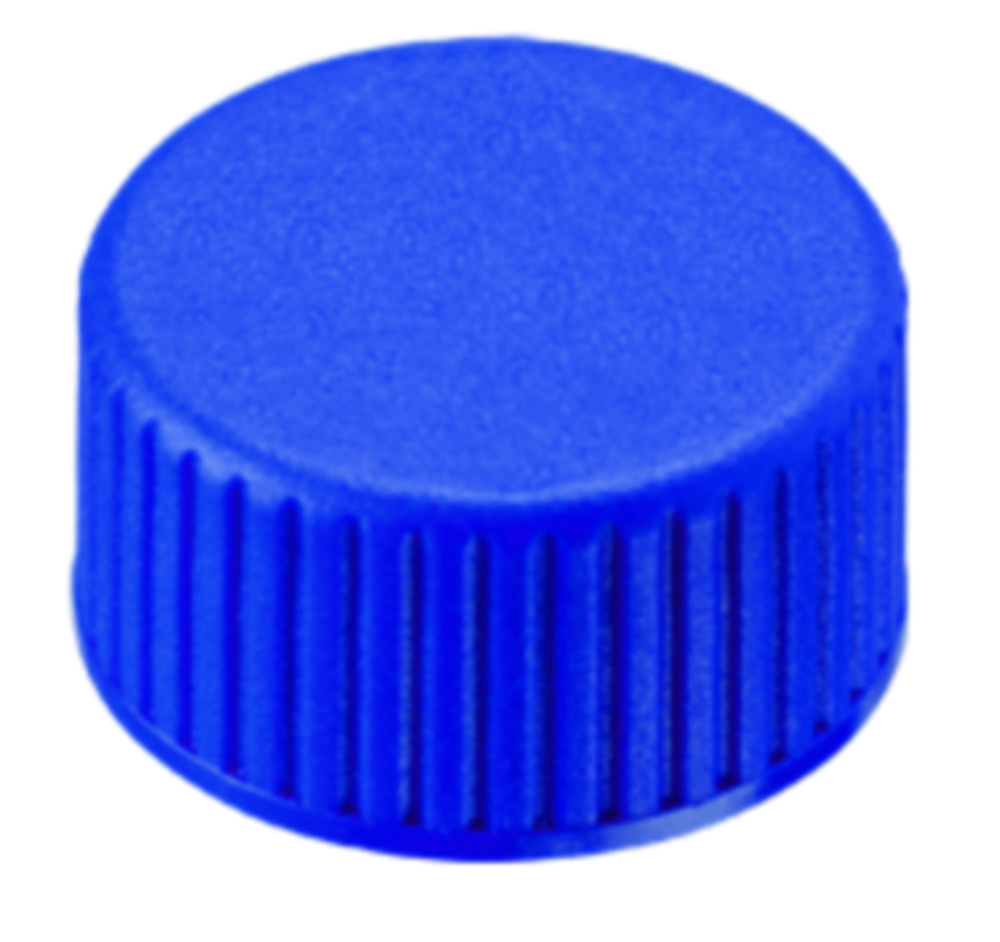 Screw cap, LLG, N 9 short thread, blue PP, rubber/PTFE 45 A